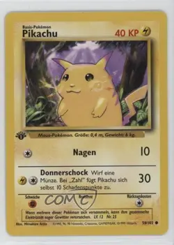 Pikachu German 1st Ed. Pokemon Base Set #58 1999 - Image 1