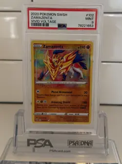 2020 POKEMON SWORD & SHIELD VIVID VOLTAGE #102 ZAMAZENTA PSA 9 - Image 1