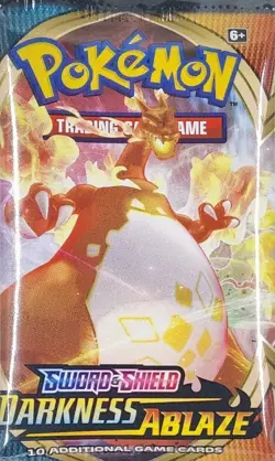 Pokemon Sword & Shield Darkness Ablaze Booster Pack Sleeved 820650808197 - Image 1