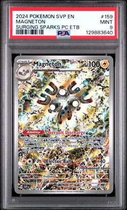 2024 Pokemon #159 Magneton Surging Sparks ETB Promo POKEMON CENTER PSA 9 - Image 1