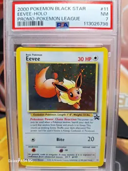Pokemon Eevee Holo Foil 2000 Black Star Promo Pokemon League #11 PSA 7 - Image 1