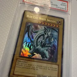 2002 YuGiOh Blue-Eyes White Dragon LOB-001 Ultra Rare PSA 2 GOOD - Image 1