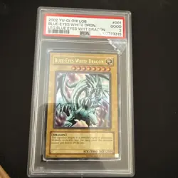 2002 YuGiOh Blue-Eyes White Dragon LOB-001 Ultra Rare PSA 2 GOOD - Image 3