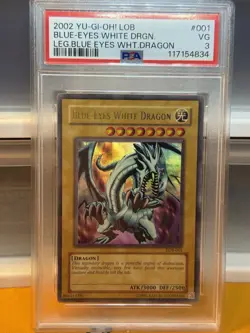 🔥Yu-Gi-Oh! Blue-Eyes White Dragon LOB-001 Ultra Rare 2002 Unlimited PSA 3🔥 - Image 1