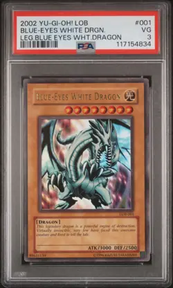 🔥Yu-Gi-Oh! Blue-Eyes White Dragon LOB-001 Ultra Rare 2002 Unlimited PSA 3🔥 - Image 4