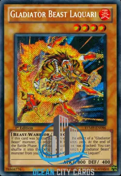 Yugioh Gladiator Beast Laquari RYMP-EN096 Secret Rare 1st Edition - Image 1