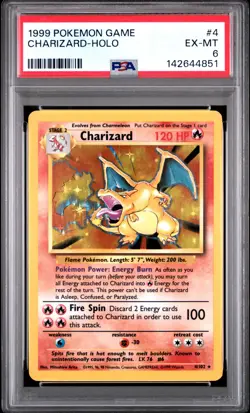 1999 POKEMON GAME #4 CHARIZARD-HOLO PSA 6 - Image 1