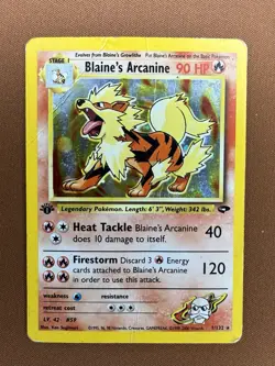 Pokemon 1st Edition Blaine's Arcanine Gym Challenge Holo Rare 1/132 2000 Damaged - Image 1
