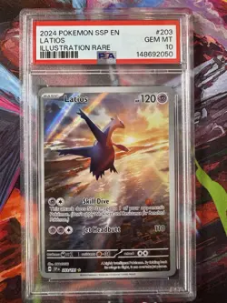 PSA 10 GEM MT Latios Illustration Rare 203/191 Pokemon Surging Sparks - Image 1