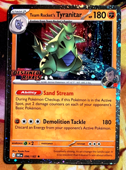 Pokemon Destined Rivals Team Rocket Tyranitar Stamped Promo 96 /182 With Swirl - Image 1
