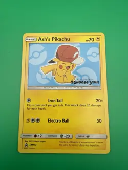 Pokemon TCG Ash's Pikachu SM113 Sun and Moon Black Star Promo LP - Image 1