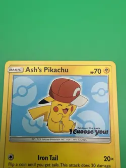 Pokemon TCG Ash's Pikachu SM113 Sun and Moon Black Star Promo LP - Image 2