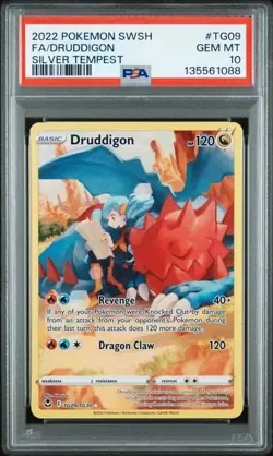DRUDDIGON #TG09 PSA 10 • 2022 Pokemon Silver Tempest Full Art - Image 1