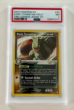 2004 Pokemon Ex Dark Tyranitar-Holo 20/109 PSA "Near Mint 7" - Image 1
