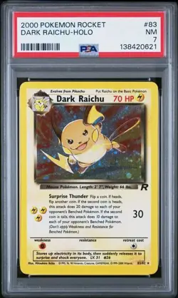 Pokemon 2000 Dark Raichu Holo 83/82 PSA 7 - Image 1