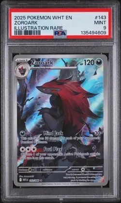 2025 POKEMON WHT EN-WHITE FLARE ILLUSTRATION RARE #143 ZOROARK PSA 9 - Image 1