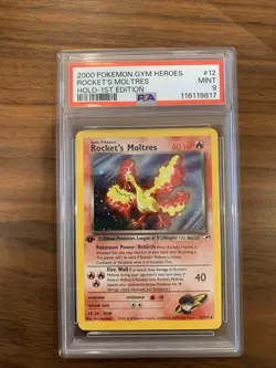 2000 Pokemon Gym Heroes 1st Edition Rocket's Moltres Holo #12/132 PSA 9 - Image 1