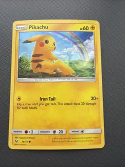 Pikachu 28/73 Cracked Ice Holo Promo Pokemon 2017 Shining Legends Deck LP - Image 1