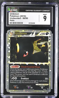 CGC 9 MINT Umbreon 2010 Undaunted 86/90 Holo Pokemon Card - Image 1