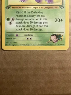 Giovanni’s Nidorino Pokemon Card Gym Challenge 45/132 Regular 1st Edition LP - Image 4