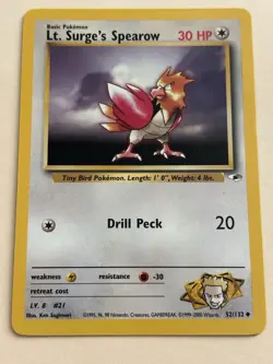 Pokemon TCG Lt. Surge's Spearow Gym Heroes Basic-Uncommon 30 HP 52/132 - Image 1