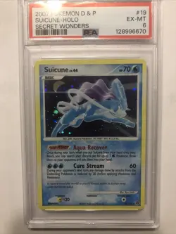 2007 Pokemon Suicune 19/132 Secret Wonders Holo Psa 6 Foil bleed - Image 1