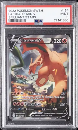 2022 POKEMON SWORD & SHIELD BRILLIANT STARS #154 FULL ART/CHARIZARD V PSA 9 - Image 1