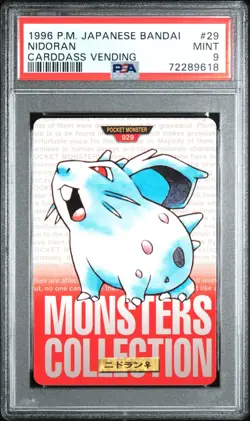1996 POKEMON JPN BANDAI CARDDASS VENDING #29 NIDORAN PSA 9 - Image 1