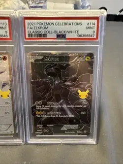 Zekrom 114/114 and 113/114 Reshiram PSA 9 Celebrations Full Art Pokemon TCG - Image 3