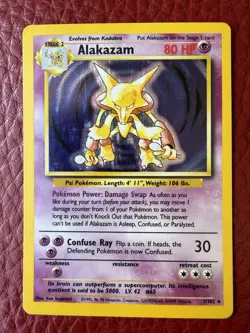 Alakazam 1/102 Base Set Holo Rare 1999 Pokemon TCG 80 HP WOTC English - Image 1