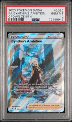 Fa/Cynthia'S Ambition Pokemon Sword And Shield Crown Zenith GG60 NM PSA 10 - Image 1
