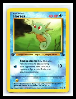 💥 HORSEA 1st Edition Fossil 1999 Rare Non Holo Foil Pokemon Vintage # 49/62 - Image 1