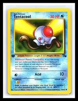 💥 TENTACOOL 1st Edition Fossil 1999 Rare Non Holo Foil Pokemon Vintage # 56/62 - Image 1