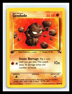 💥 Geodude 1st Edition Fossil Rare Non Holo Foil Pokemon 1999 Vintage # 47/62 - Image 1