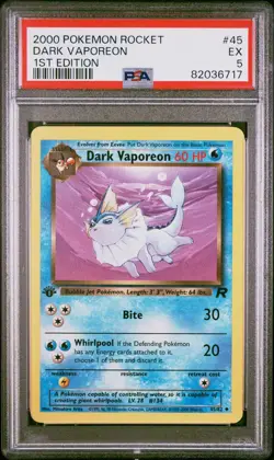 2000 Pokemon Rocket 1st Edition #45 Dark Vaporeon Graded PSA 5 EX - Image 1