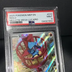 2025 Pokemon MEP EN RIOLU MEG ETB-MEGA LUCARIO PSA MINT 9 #010 - Image 2
