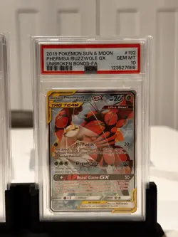 Pokemon Pheromosa & Buzzwole GX 192/214 Unbroken Bonds PSA 10 Holo 2019 - Image 1