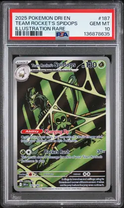Pokemon Destined Rivals Team Rocket's Spidops 187 PSA 10 - Image 1
