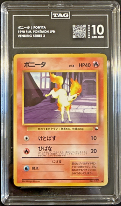 Tag 10 Pokemon Ponyta Vending Series 3 Japanese #77 1998 - Image 1