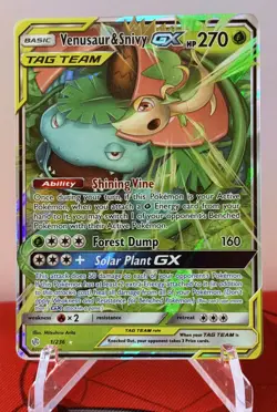 2019 Pokemon-Venusaur And Snivy GX 1/236-Cosmic Eclipse-Holo - Image 1