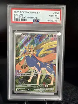 2025 Pokemon PFL EN Zacian Illustration Rare PSA 10 Gem - Image 1
