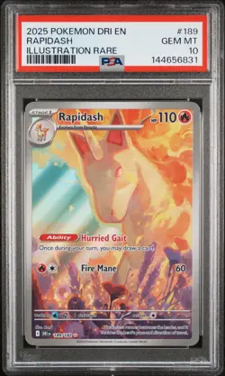 2025 POKEMON DRI EN-DESTINED RIVALS ILLUSTRATION RARE #189 RAPIDASH PSA 10 - Image 1