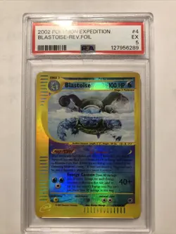 2002 Pokemon Blastoise 004 Expedition Base Set Reverse Holo PSA 5 EX collectible - Image 1