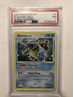 2007 Pokemon Blastoise Secret Wonders Holo PSA 7 NM Foil Bleed Error - Image 1