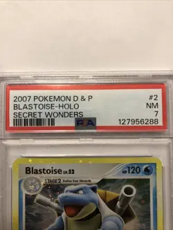 2007 Pokemon Blastoise Secret Wonders Holo PSA 7 NM Foil Bleed Error - Image 4