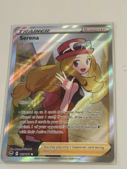 Pokemon TCG SWSH Silver Tempest Serena Full Art Trainer 193/195 + Rainbow - Image 1