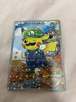 Poncho-Wearing Luigi Pikachu 296/XY-P Full Art Japanese CUST0M Fan Art Card - Image 1