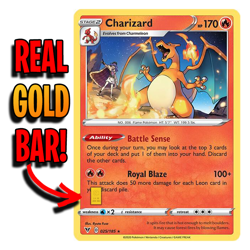 Pokemon, Vivid Voltage #25 CHARIZARD | 99.99% Pure 1/4 gr GOLD BAR in Card! - Image 1