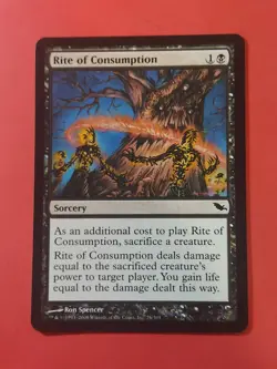 2008 Magic The Gathering Shadowmoor #76 Rite of Consumption, C, Blk, NF, cd2 - Image 1