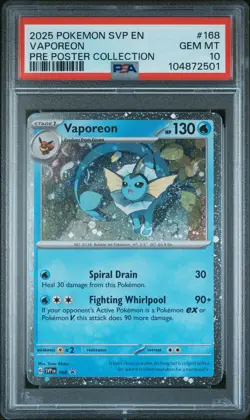 2025 POKEMON SVP EN-SV BLACK STAR PROMO #168 VAPOREON PSA 10 - Image 1